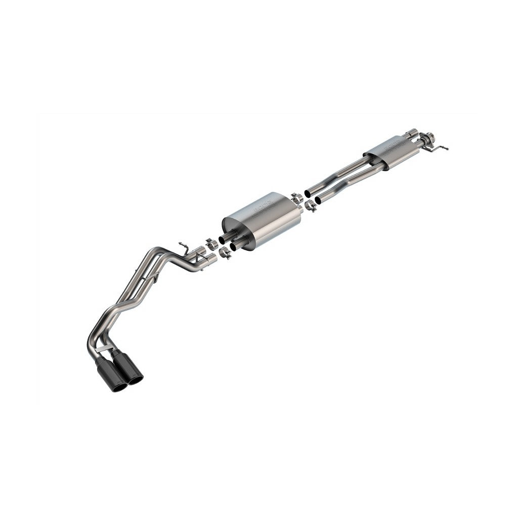 BORLA 140971BC Вихлопна система Cat-Back 2.25", S-Type (насадки 4" чорний хром) для FORD Ranger 2.7L 4WD 2024- Photo-0 