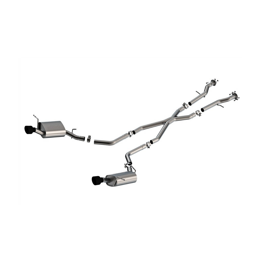 BORLA 140449CB Вихлопна система Cat-Back 2.5", S-Type (чорні сталеві наконечники 4.5") для DODGE Durango 3.6L / 5.7L 2011-2025 Photo-0 