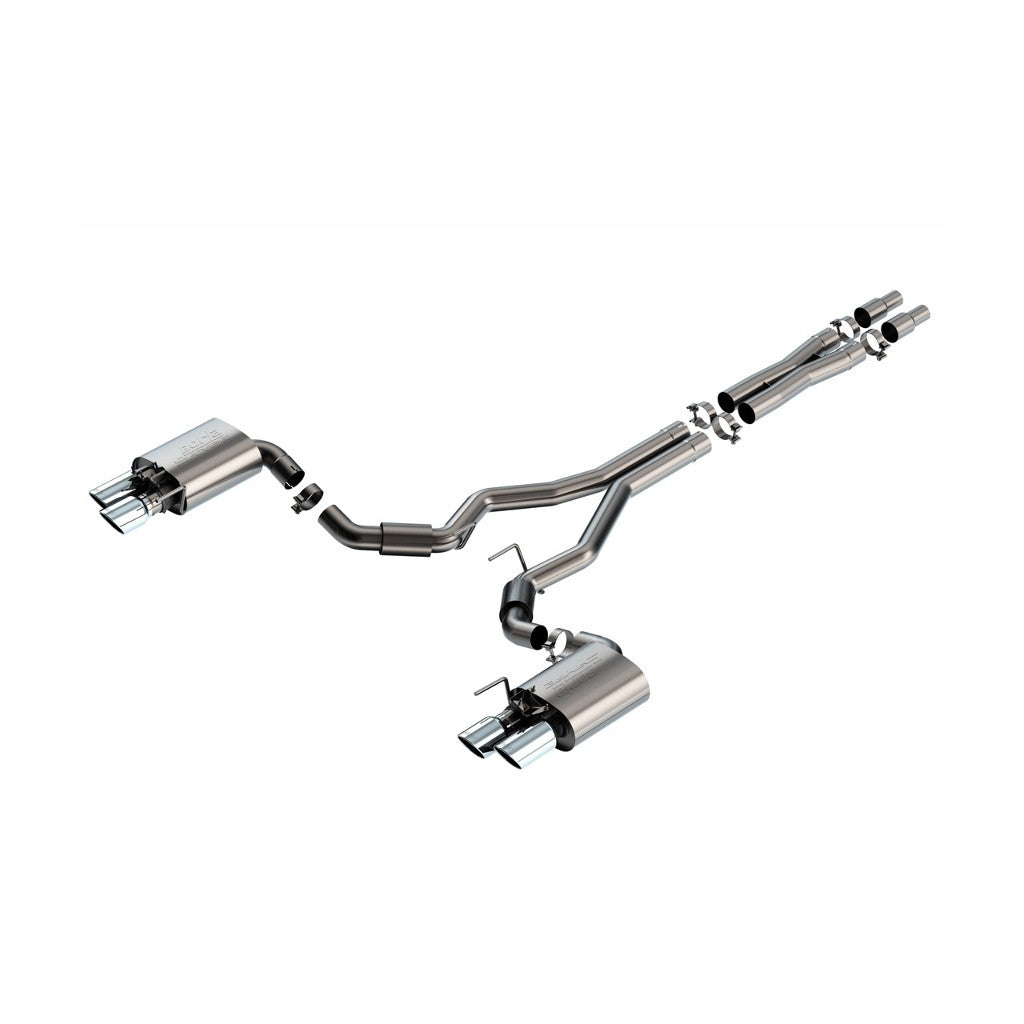 BORLA 140962 Вихлопна система Cat-Back 3", S-Type (наконечники 4", світлий хром) для FORD Mustang GT 5.0L V8 2024- Photo-0 