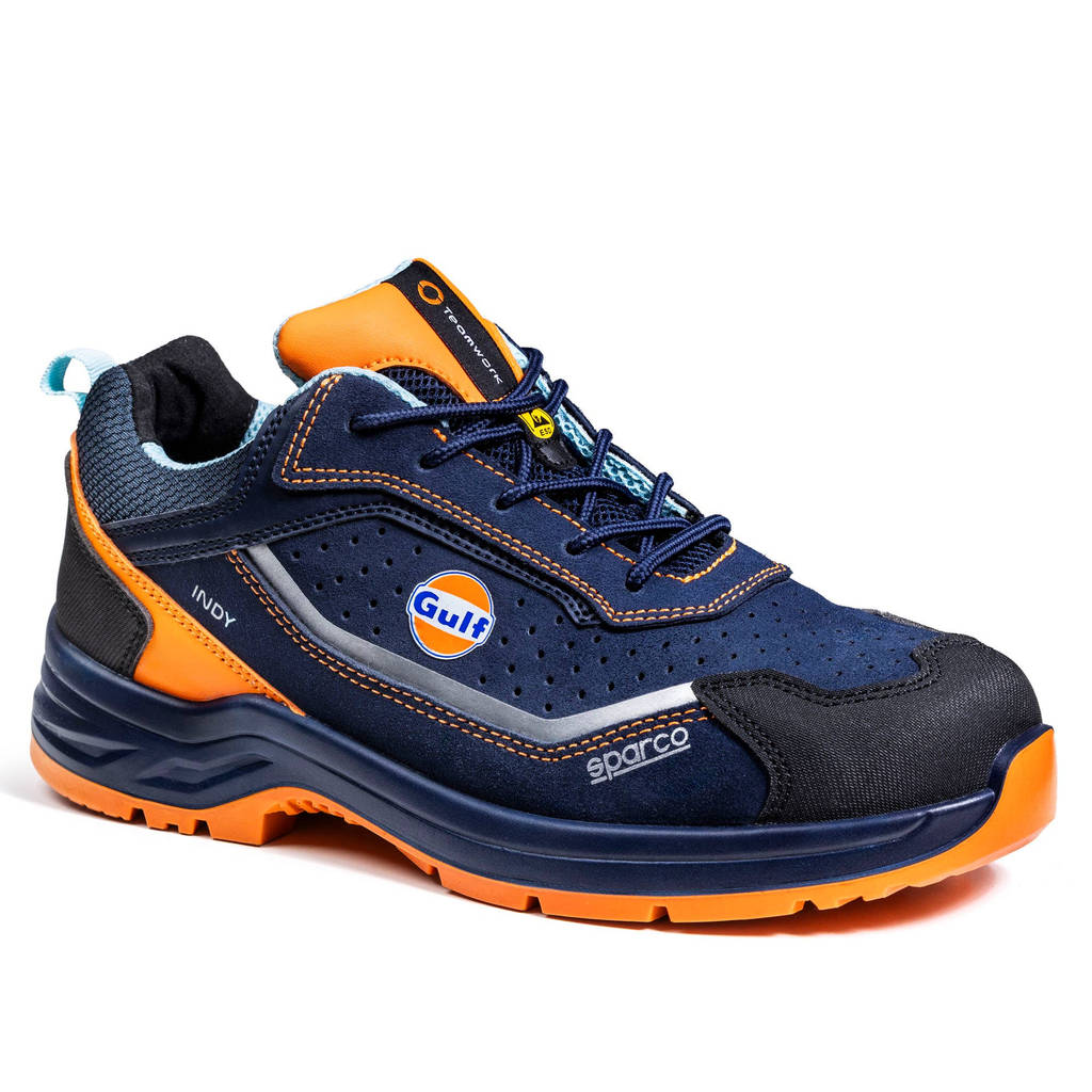 SPARCO 07538GU43BMAF Черевики механіка Indy Meteor Gulf S1PS, Темно-синій/Флуо Помаранчевий, Розмір 43 Photo-0 