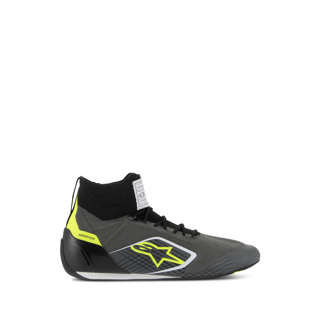 ALPINESTARS 2710125-9179-9,5 Черевики для автоспорту Supertech FIA / SFI , холодний сірий / чорний / білий / жовтий флуоресцентний, розмір 9,5 Photo-0 