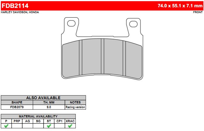FERODO FDB2114ST Колодки гальмівні (мото) HARLEY DAVIDSON, HONDA Photo-1 