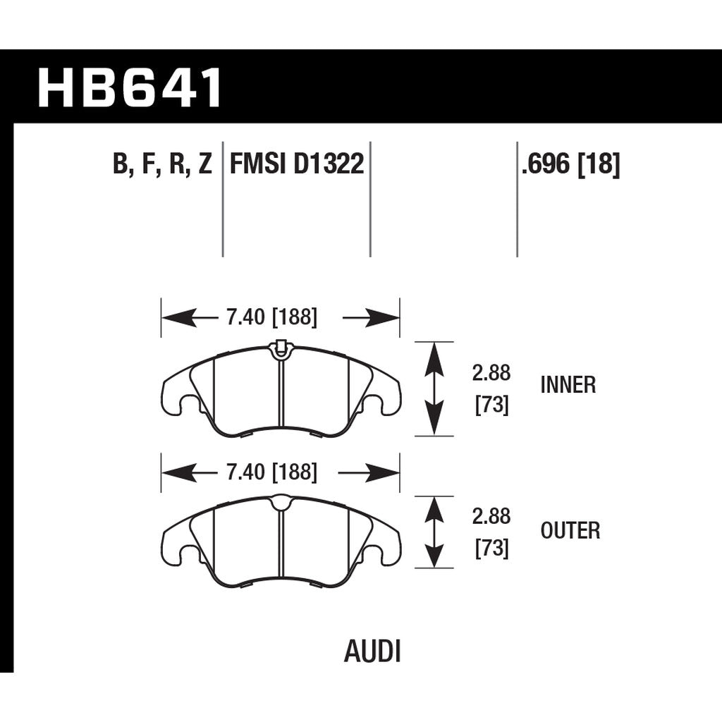 HAWK HB641F.696 Передні гальмівні колодки для AUDI A4/A5/A6 Quattro/S4/S5 Premium Plus Photo-2 