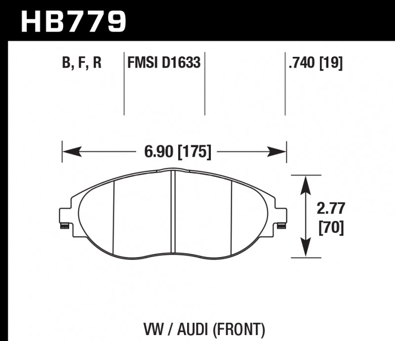 HAWK HB779F.740 Гальмівні колодки HPS передні для AUDI S3 2015-2019/VW Golf R 2015 +/GTI Sport 2017+ Photo-1 