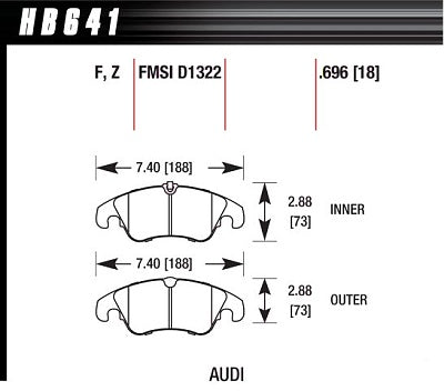 HAWK HB641F.696 Гальмівні колодки передні для AUDI A4/A5/A6 Quattro/S4/S5 Premium Plus Photo-2 