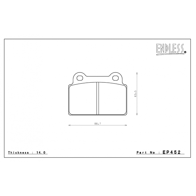 ENDLESS EP452SSY Гальмівні колодки задні для MITSUBISHI LANCER EVO 10 (08-12) Photo-1 