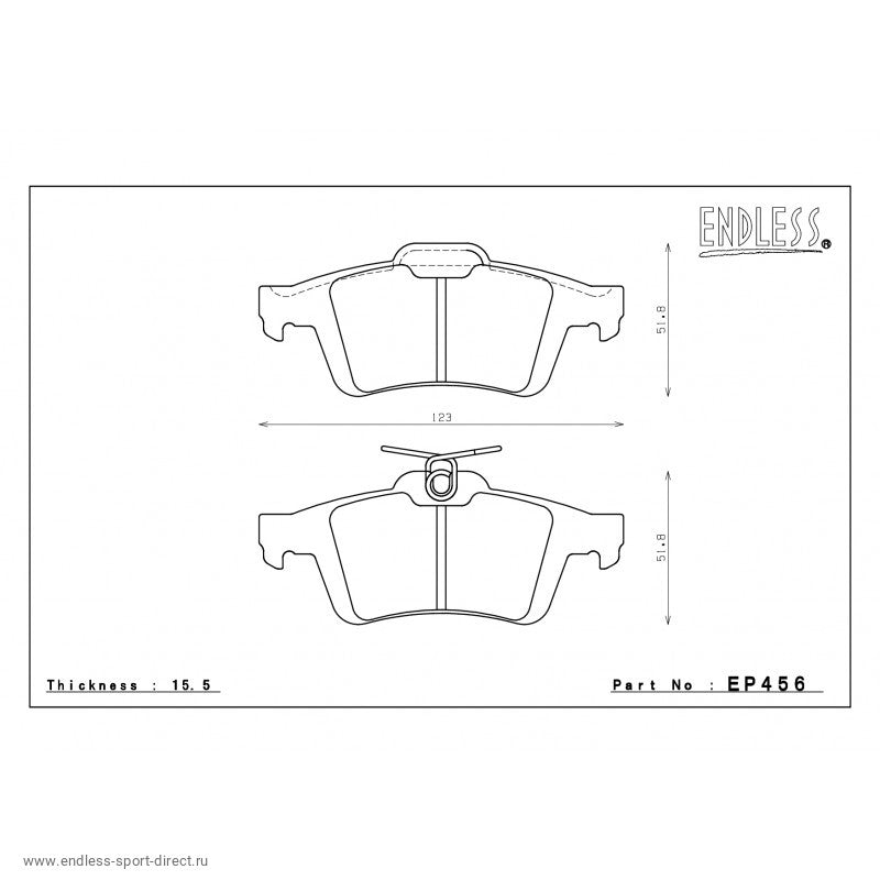 ENDLESS EP456SSY Гальмівні колодки задні для MAZDA 3 (2.3L Turbo (MAZDA Speed) (07-12) Photo-1 