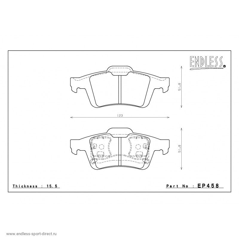 ENDLESS EP458SSY Гальмівні колодки задні для MAZDA 3 (04-12) Photo-0 