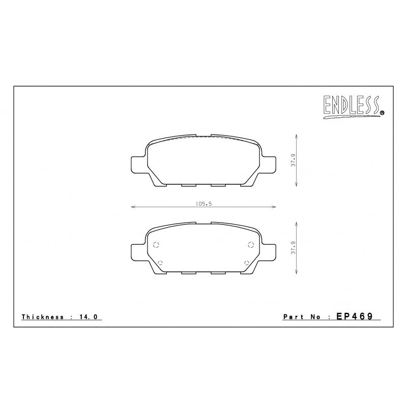 ENDLESS EP469SSY Гальмівні колодки зад INFINITI G35 AWD/RWD/G35 ALL/G35/G37 AWD/RWD/M45/M35h/M37 Photo-0 