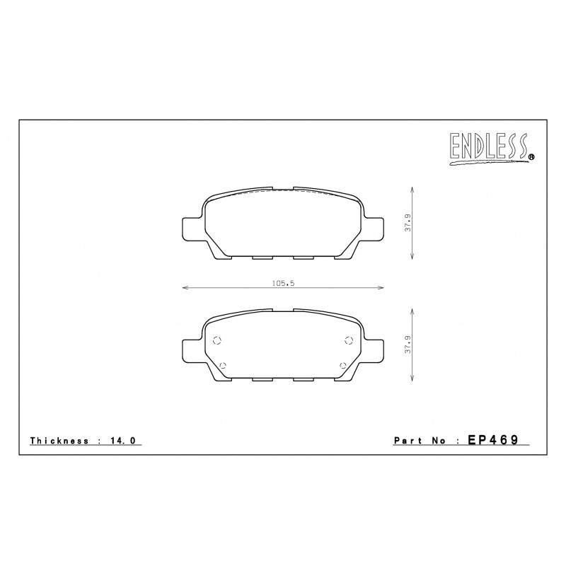 ENDLESS EP469SSY Гальмівні колодки зад INFINITI G35 AWD/RWD/G35 ALL/G35/G37 AWD/RWD/M45/M35h/M37 Photo-1 