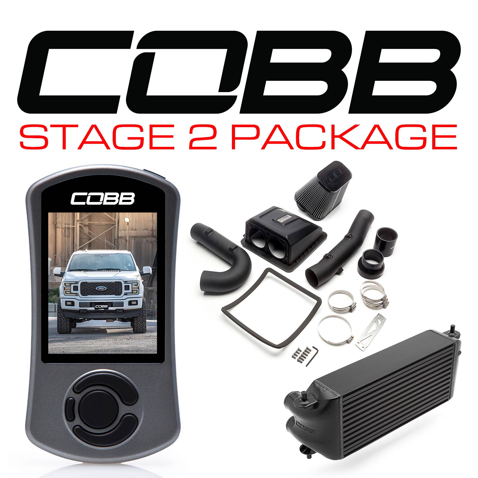 COBB FOR0080S20BK Пакет потужності Stage 2 Чорний (заводський інтеркулер) для FORD F-150 2.7L 2018-2020 Photo-1 