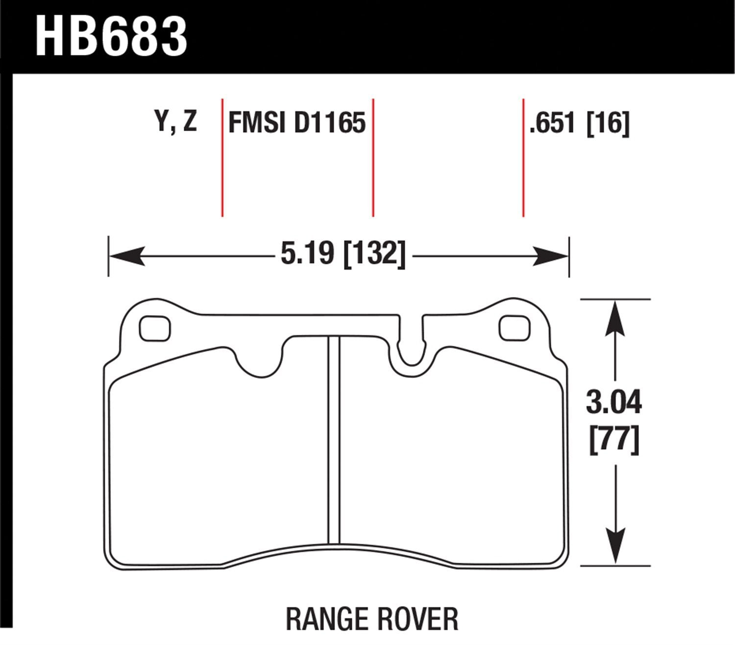 HAWK HB683Y.651 Гальмівні колодки LTS передні для RANGE ROVER Sport (BREMBO) Photo-1 