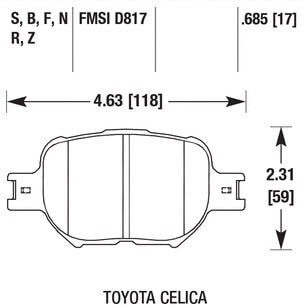 HAWK HB328Z.685 Гальмівні колодки передні для TOYOTA Celica GT 2001-05 Photo-2 