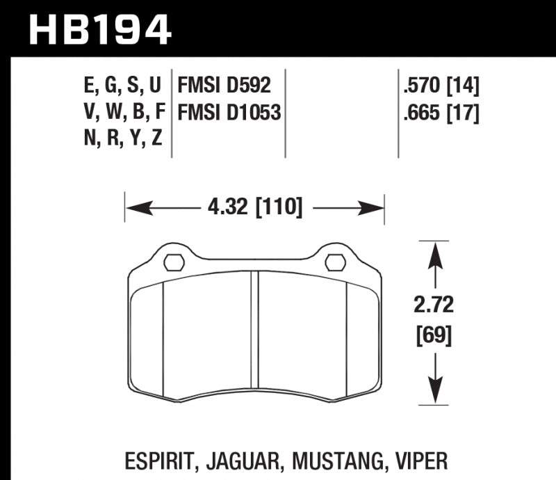 HAWK HB194B.570 Гальмівні колодки HPS 5.0 Brembo 20.5187.30, 20.5272.12, 20.5272.22 Photo-0 