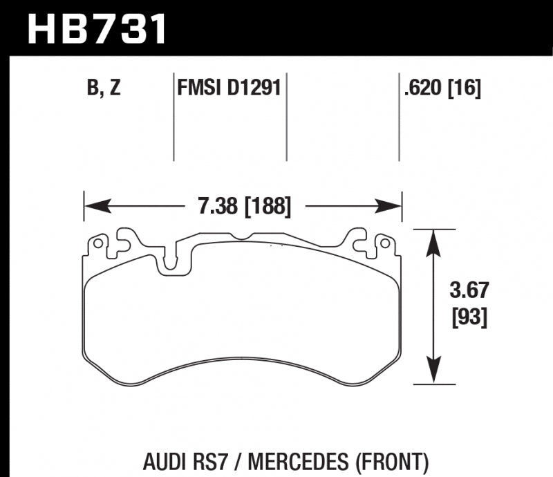 HAWK HB731B.620 Гальмівні колодки HPS 5.0 передні для MERCEDES-Benz AMG GT 63/C63 AMG/AMG GT R/SL63 AMG/AUDI RS7 Photo-1 