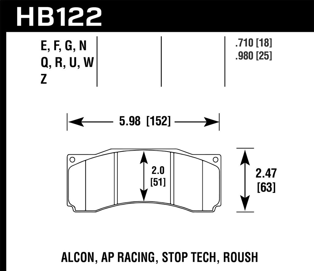 HAWK HB122F.710 Гальмівні колодки HPS ALCON/AP RACING CP5555/STOPTECH ST60 Photo-1 