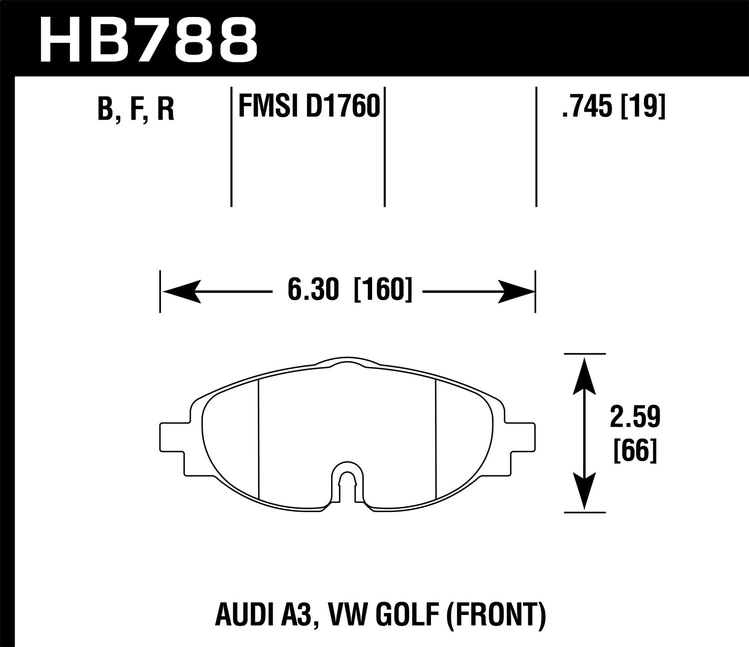 HAWK HB788F.745 Гальмівні колодки HPS передні для AUDI A3/A3 Quattro 2015-2018/VW Golf GTI Mk7 Photo-1 