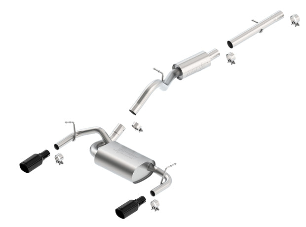 BORLA 140460BC Вихлопна система Cat Back Wrangler 2012- 3.6L 2-doors Black Chrome Tips Photo-0 