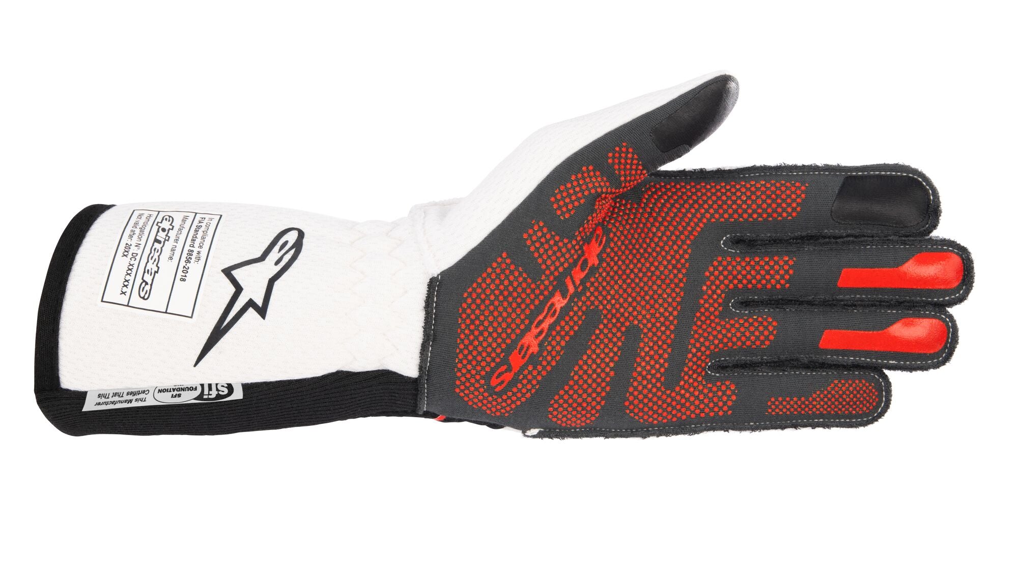 ALPINESTARS 3550123_123_XL Гоночні рукавички TECH 1-ZX v3 FIA 8856-2018, чорний/білий/червоний, Розмір XL Photo-2 