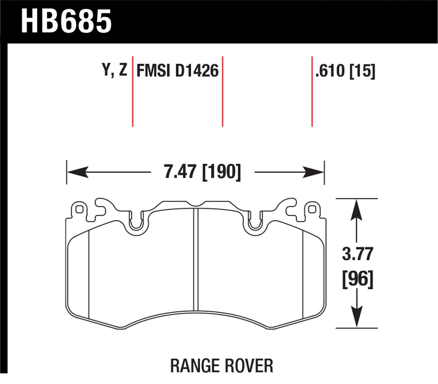 HAWK HB685Y.610 LTS Гальмівні колодки передні для RANGE ROVER Sport 2010+ (BREMBO) Photo-1 
