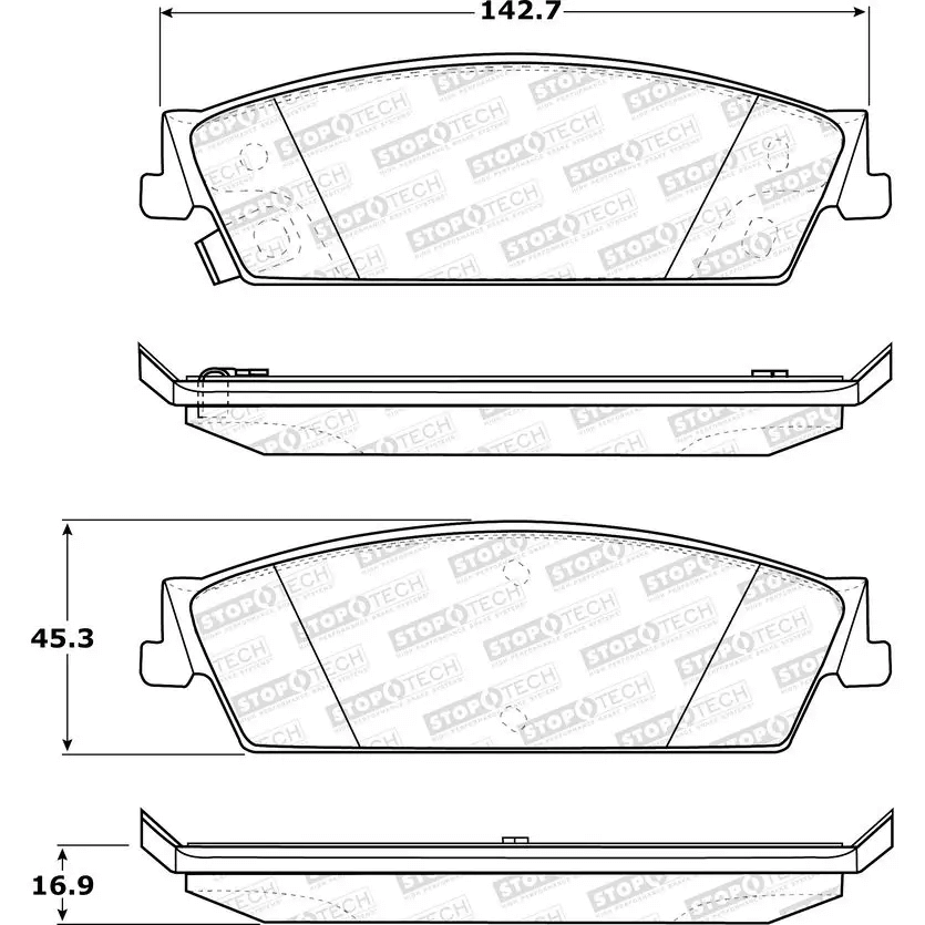 STOPTECH 308.11940 Гальмівні колодки задні Street з пластинами і кріпленням для CADILLAC / CHEVROLET Avalanche/Escalade / Escalade ESV / Escalade EXT 2007-2014 Photo-6 