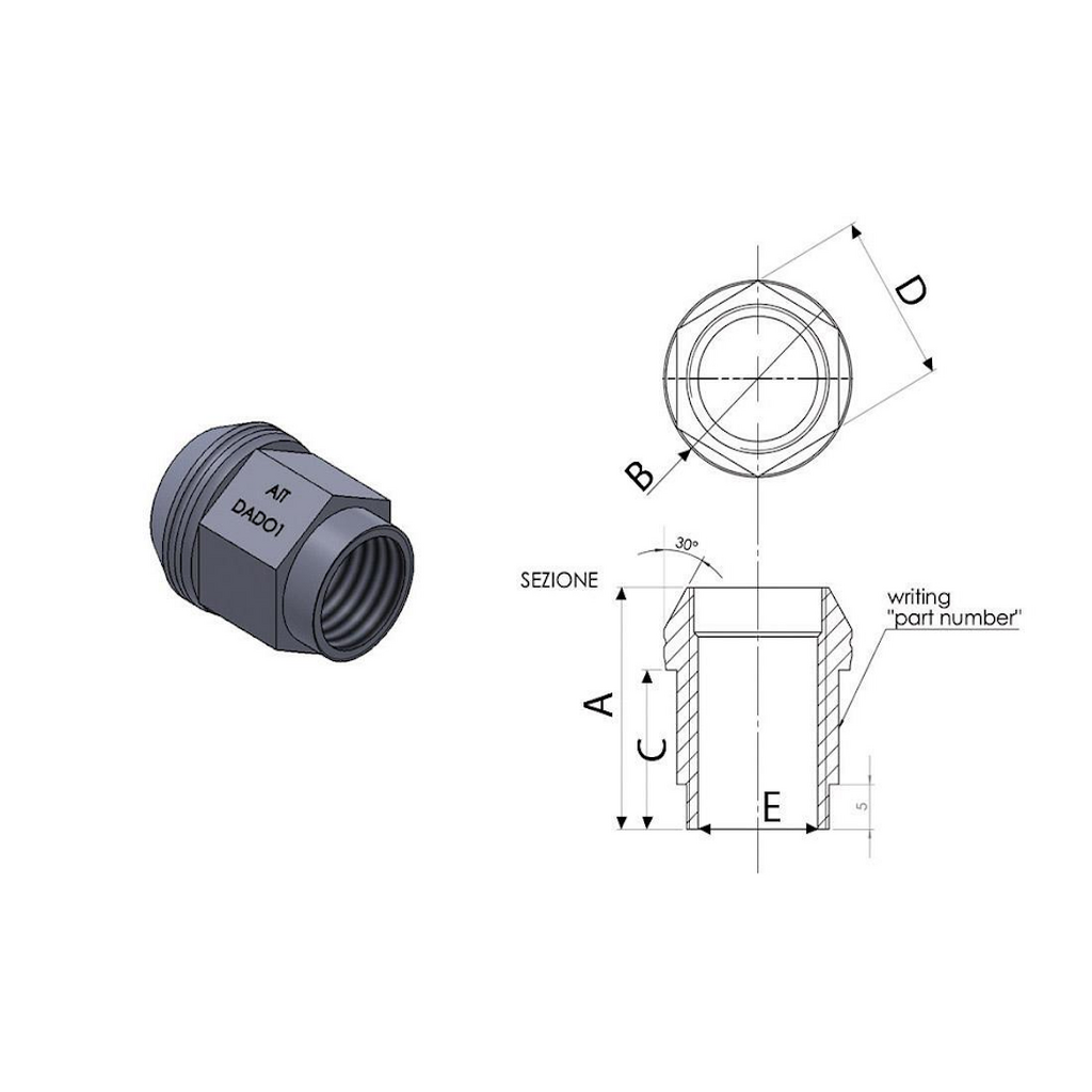 A.I.TECH AIT-DADO-15BLK Гайка колісна з чорним антиокс. покр. 1/2" UNF exag. 3/4", довжина 27мм, сталь з мідним покр. Photo-1 