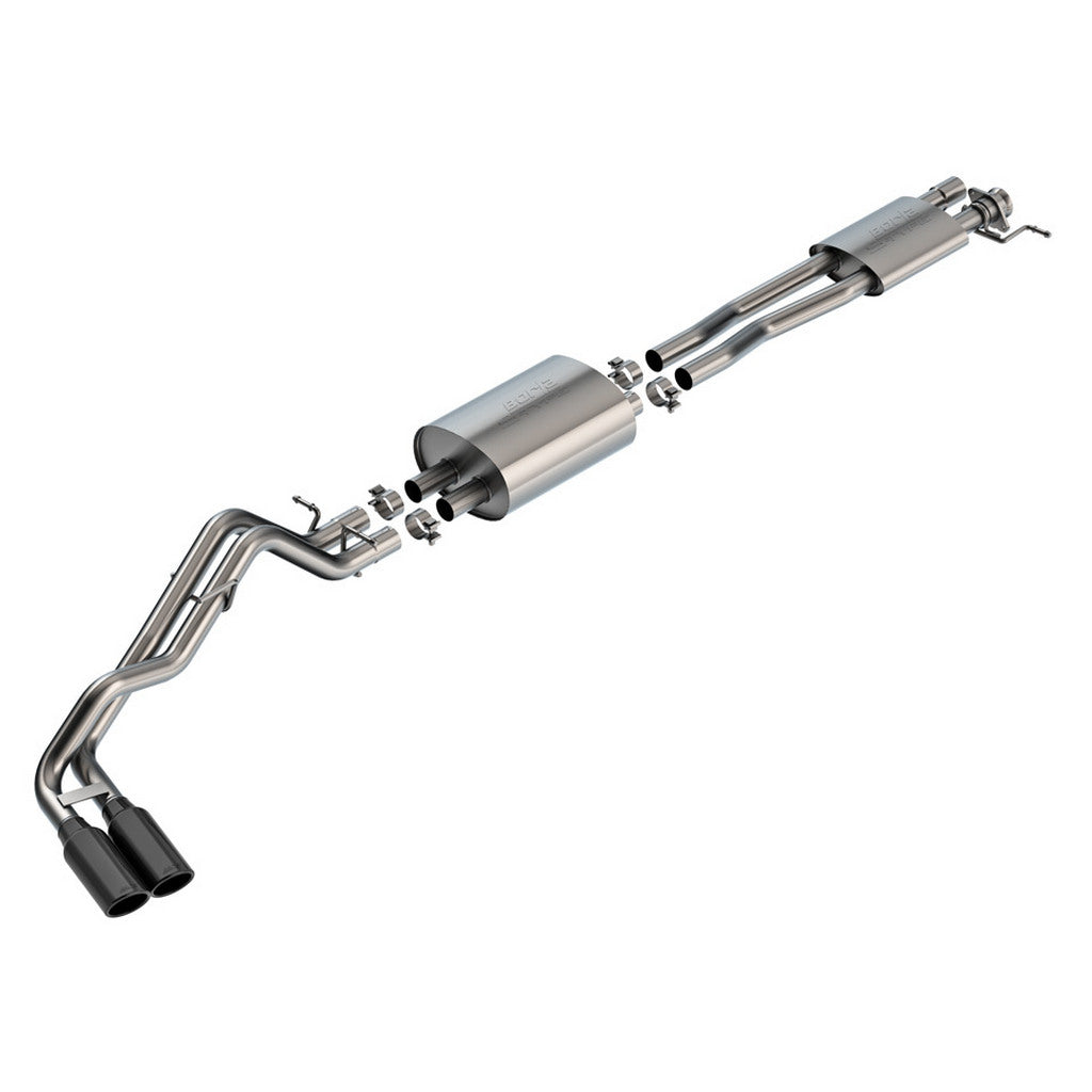 BORLA 140971BC Вихлопна система Cat-Back 2.25", S-Type (насадки 4" чорний хром) для FORD Ranger 2.7L 4WD 2024- Photo-0 