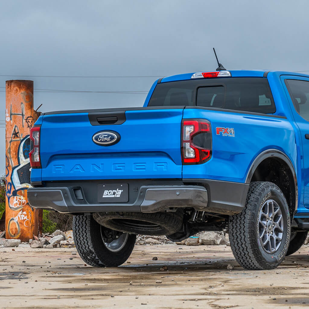 BORLA 140972 Вихлопна система Cat-Back 2.25", S-Type (насадки 2.38" світлий хром) для FORD Ranger 2.7L 4WD 2024- Photo-1 
