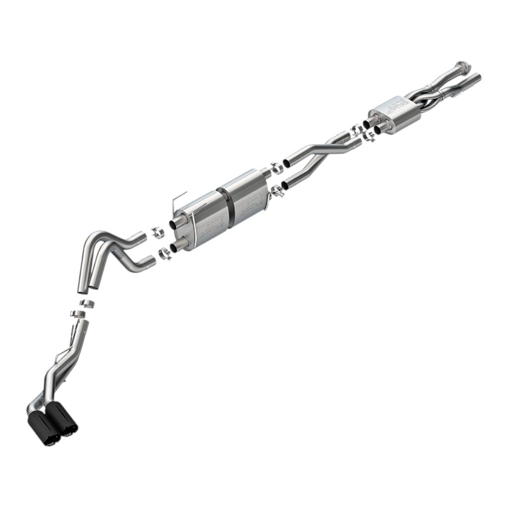 BORLA 141016BRCB Вихлопна система Cat-Back 2.75", S-Type (насадки 4.5", чорна кераміка) для FORD F-250 / F-350 Super Duty 2020-2026 Photo-0 