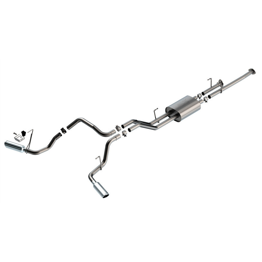 BORLA 141024 Вихлопна система Cat-Back 2.25", ATAK (насадки 4", світлий хром) для TOYOTA Tundra 4.6L / 5.7L V8 2009-2021 Photo-0 