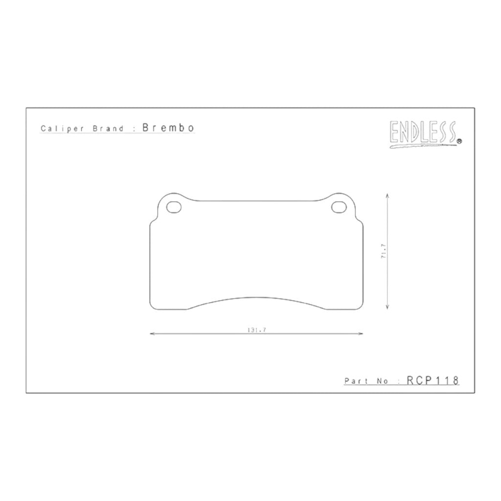ENDLESS RCP118MXPL Задні гальмівні колодки компаунд MX72 Plus для NISSAN GT-R (R35)/FERRARI F40 (F120)/F50 (F130) / LAMBORGHINI Diablo 1992-1999/ Murciélago 2001-2010 Photo-1 