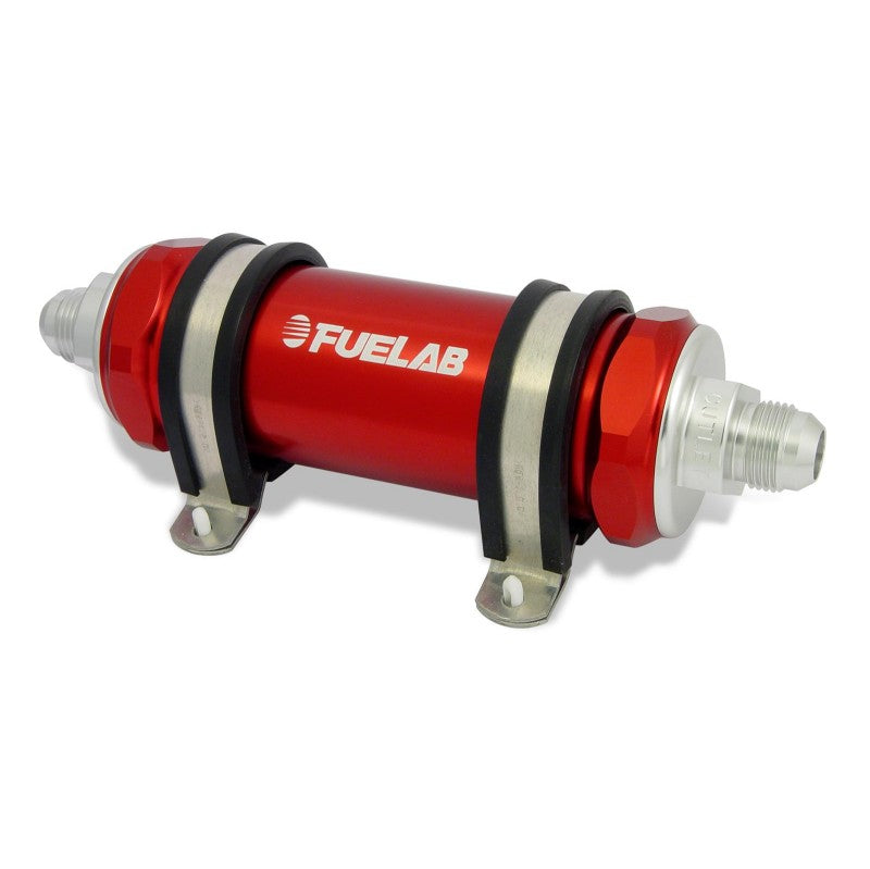 FUELAB 85821-2 Паливний фільтр зі зворотним клапаном (8AN вхід/вихід, 5″ 100 мікрон нержавіюча сталь) Червоний Photo-1 