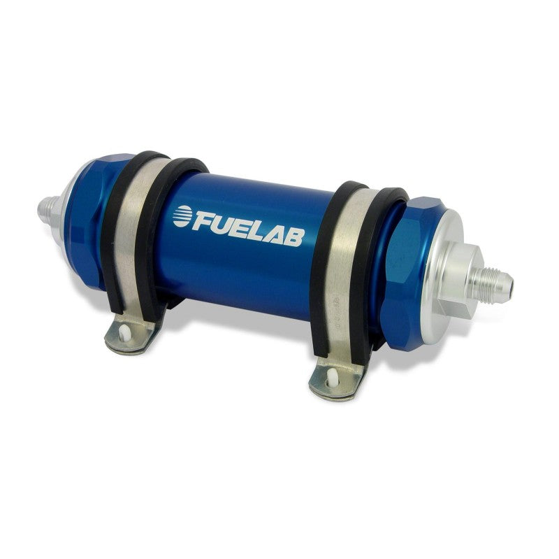 FUELAB 85821-3 Паливний фільтр зі зворотним клапаном (8AN вхід/вихід, 5″ 100 мікрон нержавіюча сталь) Синій Photo-1 