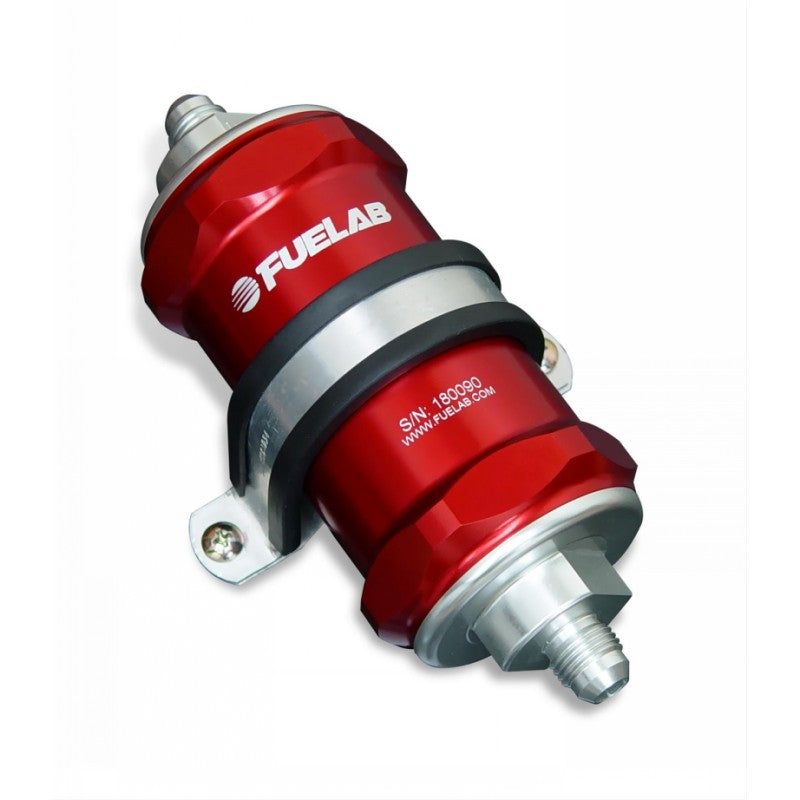 FUELAB 84821-2 Паливний фільтр зі зворотним клапаном (6AN вхід/вихід, 3″ 100 мікрон нержавіюча сталь) Червоний Photo-1 