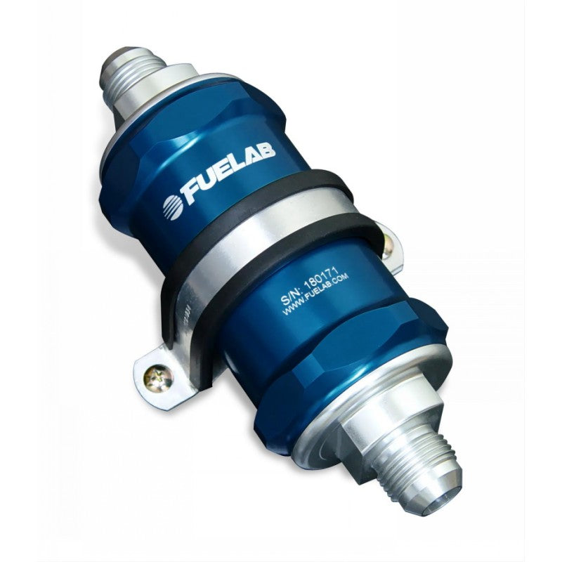 FUELAB 84822-3 Паливний фільтр зі зворотним клапаном (8AN вхід/вихід, 3″ 100 мікрон нержавіюча сталь) Синій Photo-1 