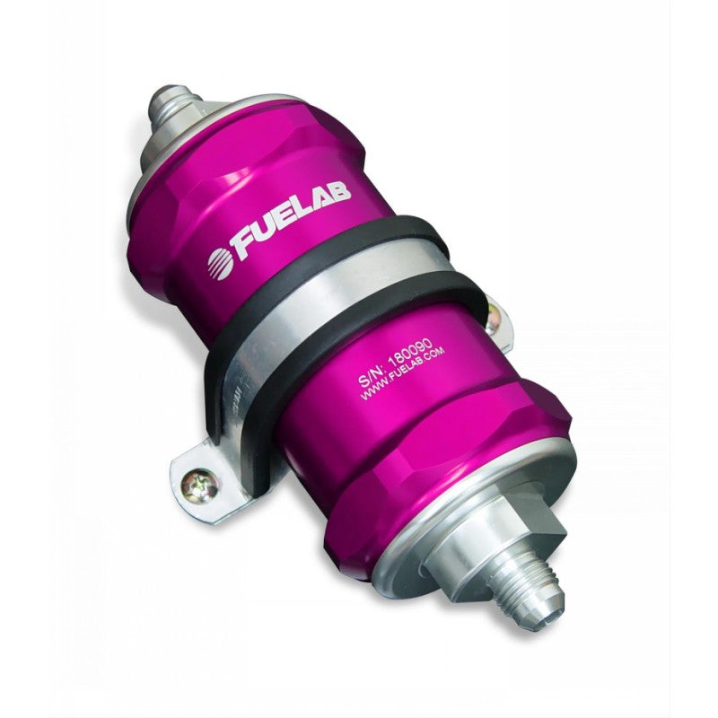 FUELAB 84802-4 Паливний фільтр зі зворотним клапаном (8AN вхід/вихід, 3″ 10 мікрон целюлоза) Фіолетовий Photo-1 