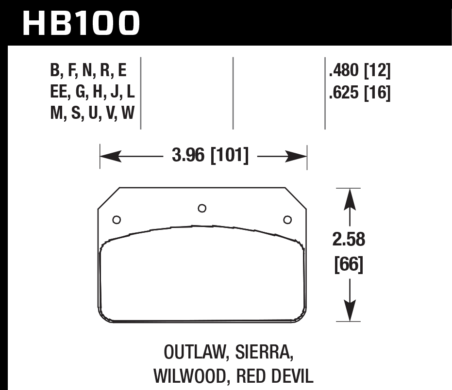 HAWK HB100D.480 Гальмівні Колодки ER-1 Endurance Racing Photo-2 