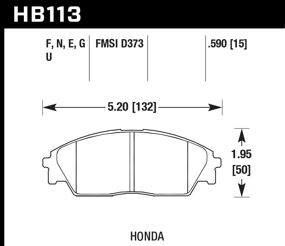 HAWK HB113D.590 Гальмівні Колодки Передні ER-1 Endurance Racing для HONDA Civic RT 1.6L 1991 Photo-2 