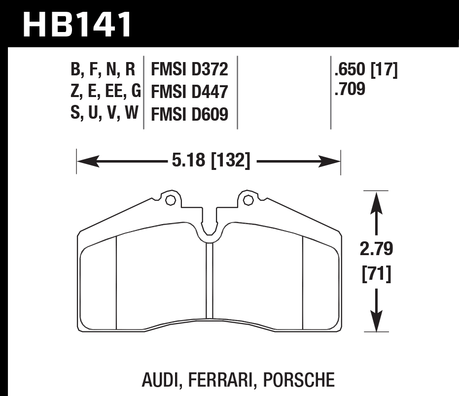 HAWK HB141D.650 Гальмівні Колодки Задні ER-1 Endurance Racing для PORSCHE 911 Carrera 4S 3.6L 1996-1998 Photo-1 
