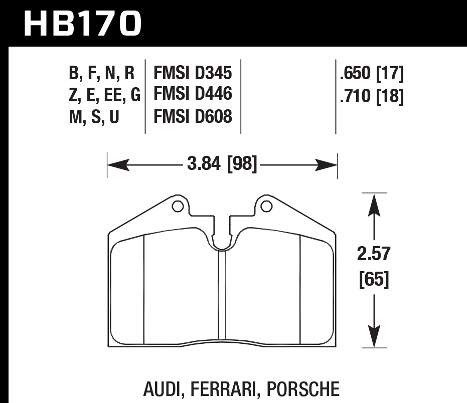 HAWK HB170D.650 Гальмівні Колодки Задні ER-1 Endurance Racing для PORSCHE 911 1985-1998 Photo-1 