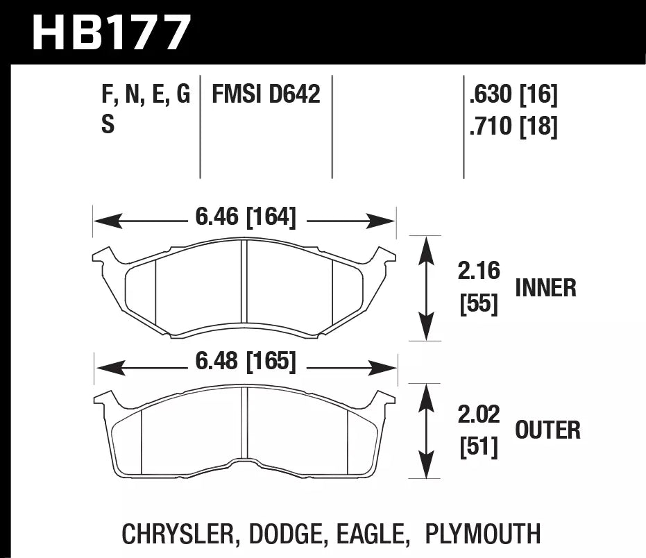 HAWK HB177D.630 Гальмівні Колодки ER-1 Endurance Racing для CHRYSLER Neon 1st Gen 1994-1999 Photo-2 