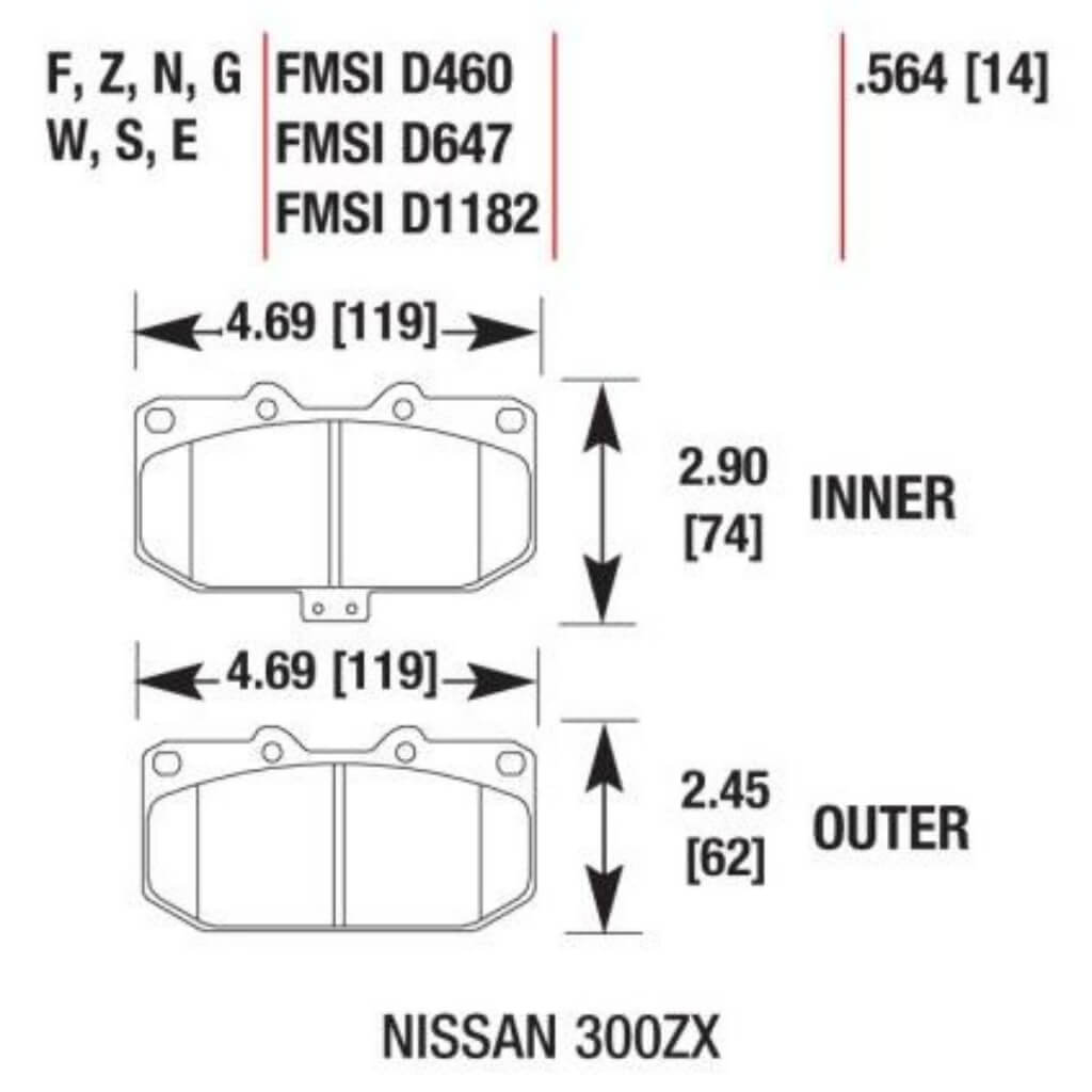 HAWK HB178F.564 Передні гальмівні колодки HPS для SUBARU Impreza WRX / NISSAN 300 ZX Photo-1 