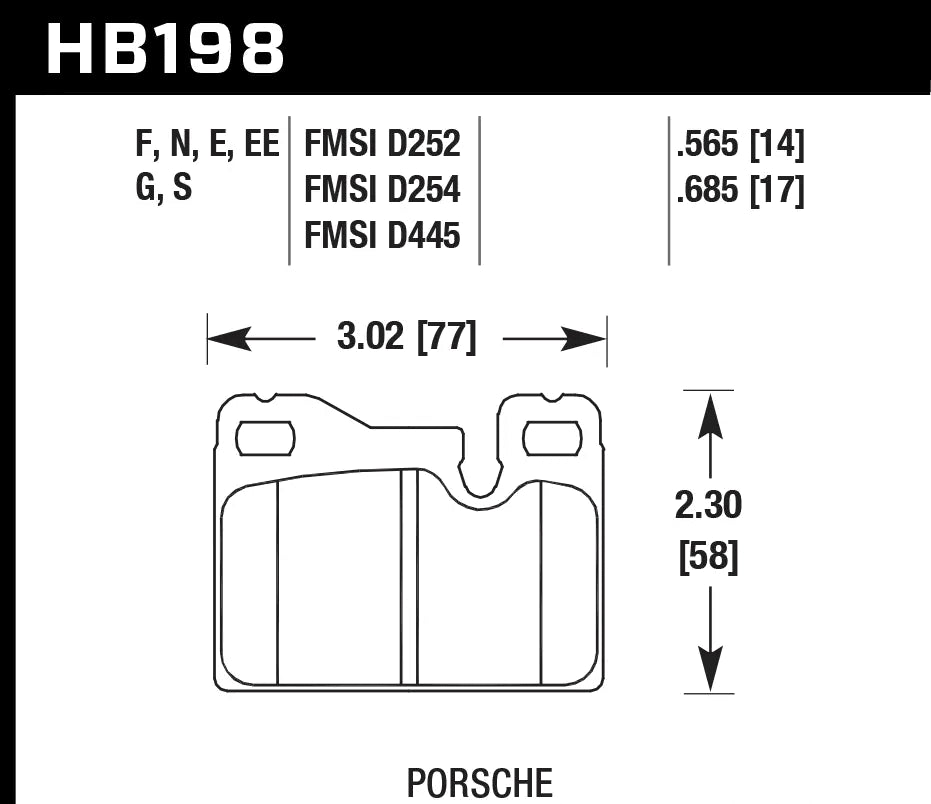 HAWK HB198D.685 Гальмівні Колодки Передні ER-1 Endurance Racing для PORSCHE 924 1977-1980 Photo-2 