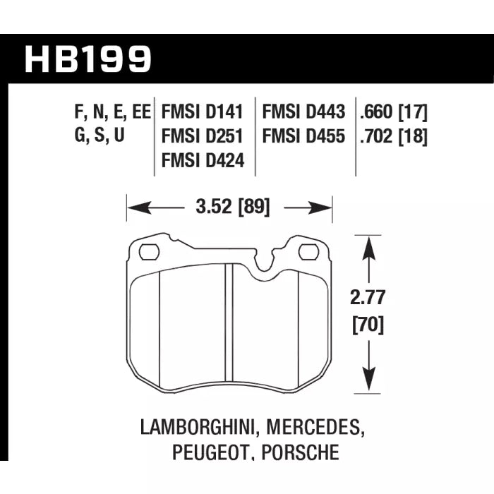 HAWK HB199D.702 Гальмівні Колодки Передні ER-1 Endurance Racing для PORSCHE 944 1985-1989/ PEUGEOT 505 1981-1989 Photo-2 