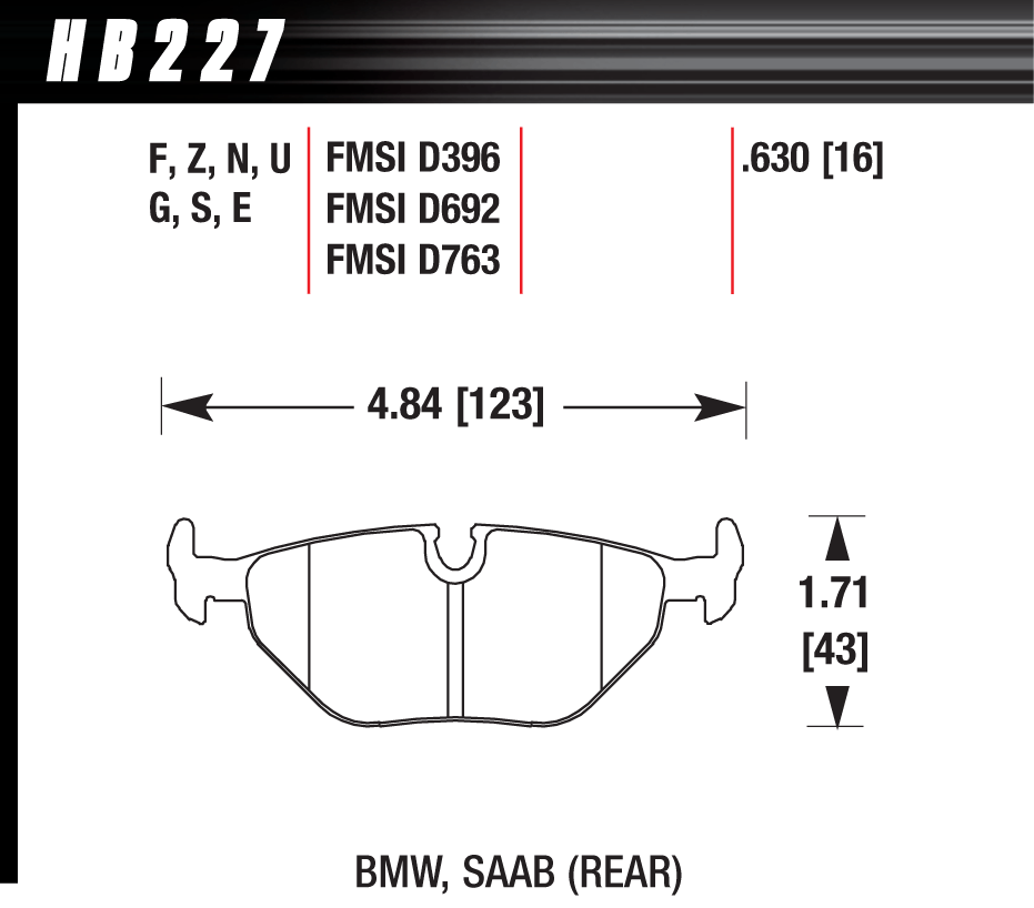 HAWK HB227D.630 Гальмівні Колодки Задні ER-1 Endurance Racing для BMW Z4 Coupe 3.0si 3.0L 2007/ SAAB 9-5 Aero 2.3L 2009 Photo-2 