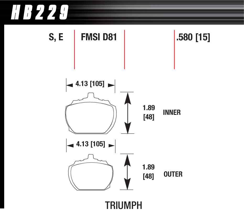 HAWK HB229D.580 Гальмівні Колодки Передні ER-1 Endurance Racing для TRIUMPH TR8 1980-1982 Photo-2 