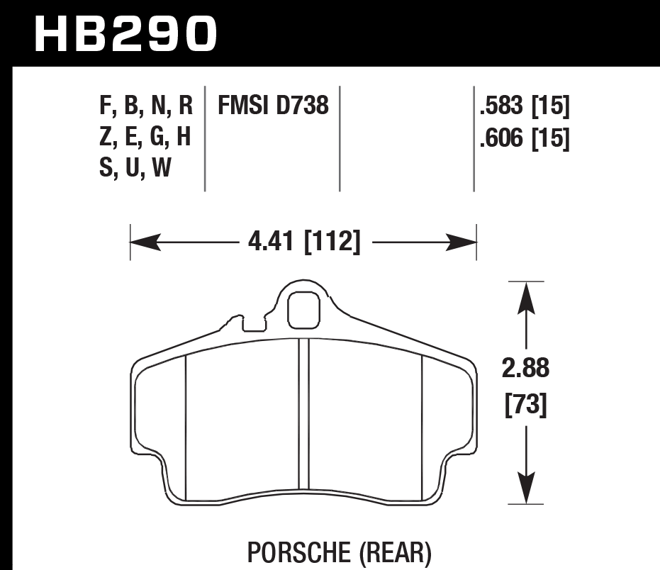 HAWK HB290D.583 Гальмівні Колодки Передні ER-1 Endurance Racing для PORSCHE Boxster S 3.2L 2006 Photo-2 