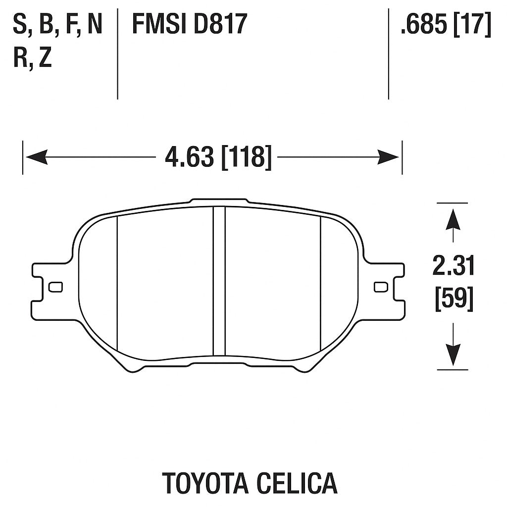 HAWK HB328Z.685 Передні гальмівні колодки для TOYOTA Celica 1999-2005 Photo-1 