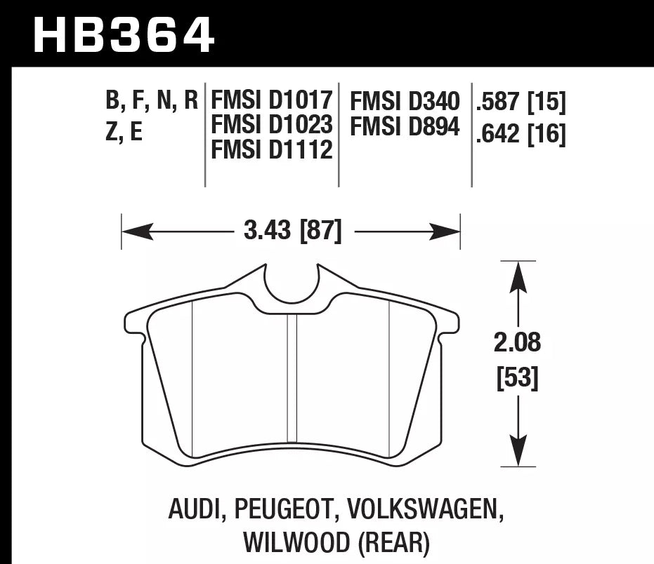 HAWK HB364D.587 Гальмівні Колодки Задні ER-1 Endurance Racing для VOLKSWAGEN Golf GTI 2003-2005/ AUDI A4 Base 2004 Photo-1 