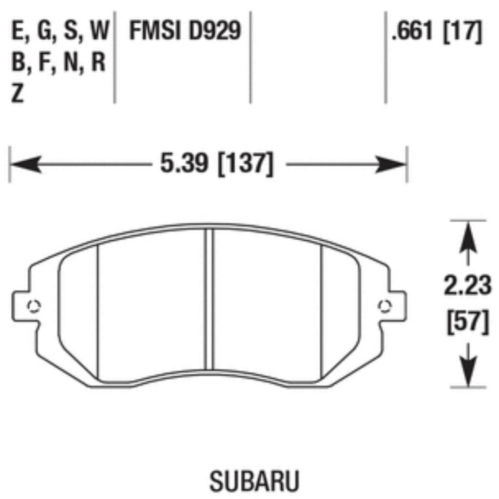 HAWK HB432F.661 Передні гальмівні колодки HPS для SUBARU Impreza WRX 2007-2008 / Legacy 2002-2012 Photo-4 